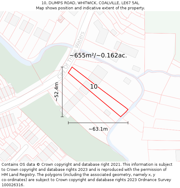 10, DUMPS ROAD, WHITWICK, COALVILLE, LE67 5AL: Plot and title map