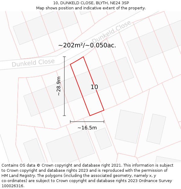 10, DUNKELD CLOSE, BLYTH, NE24 3SP: Plot and title map