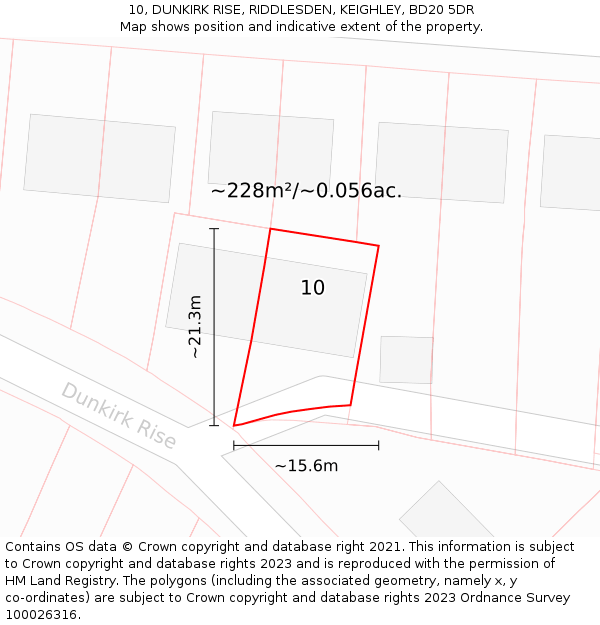 10, DUNKIRK RISE, RIDDLESDEN, KEIGHLEY, BD20 5DR: Plot and title map