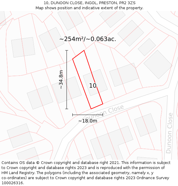 10, DUNOON CLOSE, INGOL, PRESTON, PR2 3ZS: Plot and title map