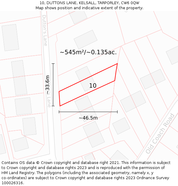10, DUTTONS LANE, KELSALL, TARPORLEY, CW6 0QW: Plot and title map