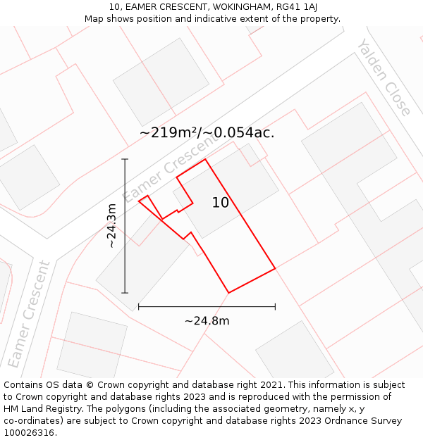 10, EAMER CRESCENT, WOKINGHAM, RG41 1AJ: Plot and title map