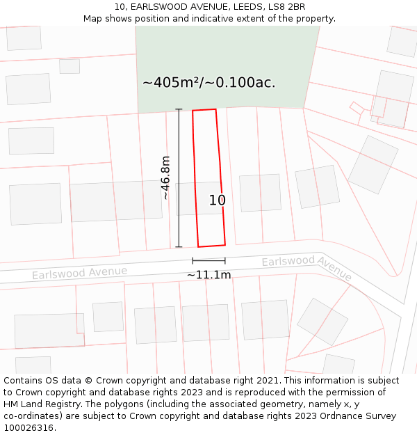 10, EARLSWOOD AVENUE, LEEDS, LS8 2BR: Plot and title map