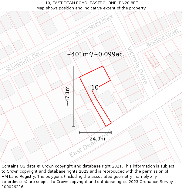 10, EAST DEAN ROAD, EASTBOURNE, BN20 8EE: Plot and title map