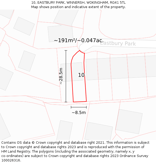 10, EASTBURY PARK, WINNERSH, WOKINGHAM, RG41 5TL: Plot and title map