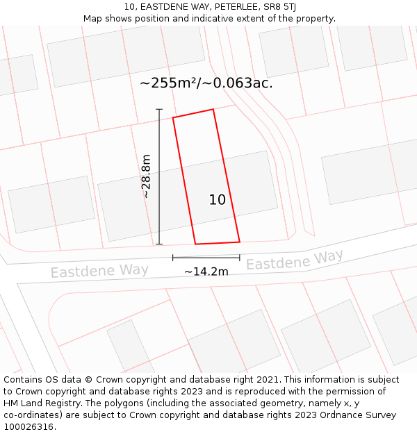 10, EASTDENE WAY, PETERLEE, SR8 5TJ: Plot and title map