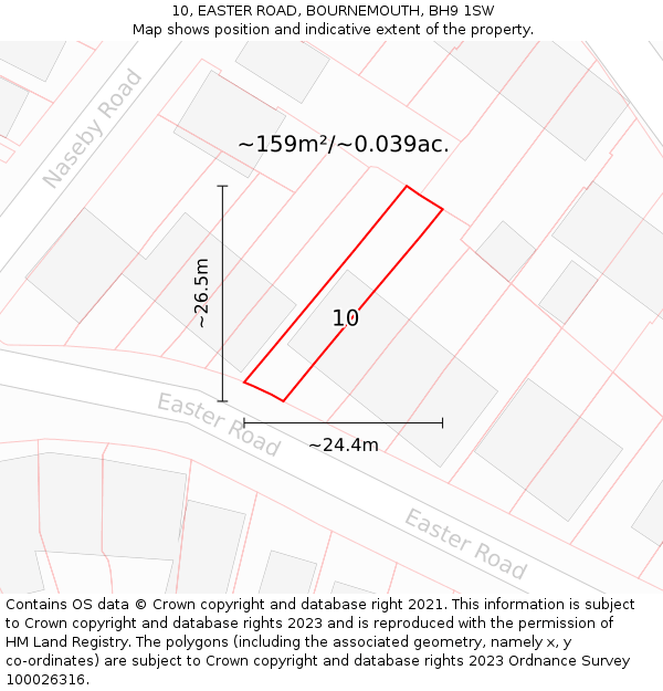10, EASTER ROAD, BOURNEMOUTH, BH9 1SW: Plot and title map