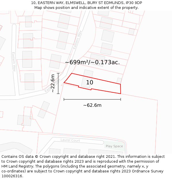 10, EASTERN WAY, ELMSWELL, BURY ST EDMUNDS, IP30 9DP: Plot and title map