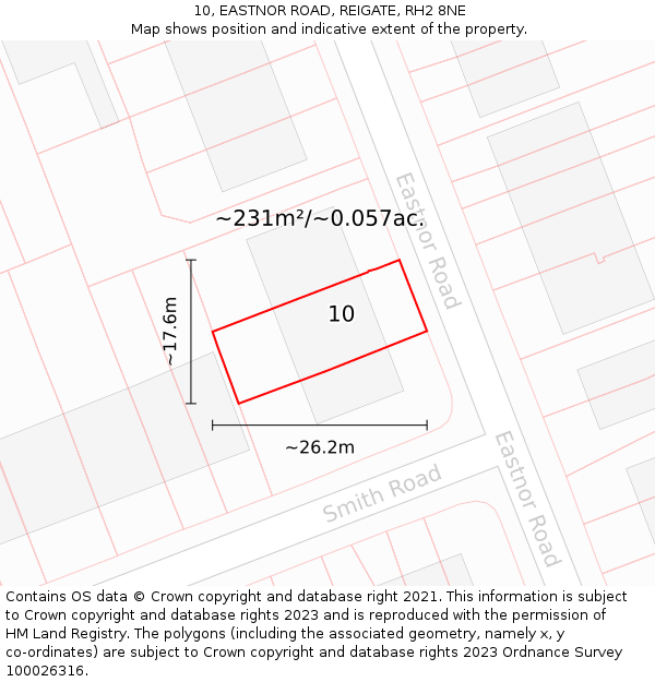 10, EASTNOR ROAD, REIGATE, RH2 8NE: Plot and title map