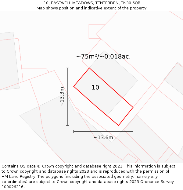 10, EASTWELL MEADOWS, TENTERDEN, TN30 6QR: Plot and title map