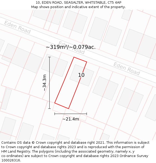 10, EDEN ROAD, SEASALTER, WHITSTABLE, CT5 4AP: Plot and title map