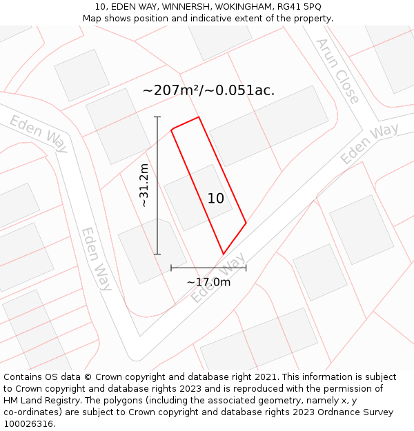 10, EDEN WAY, WINNERSH, WOKINGHAM, RG41 5PQ: Plot and title map