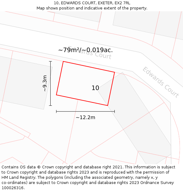 10, EDWARDS COURT, EXETER, EX2 7RL: Plot and title map