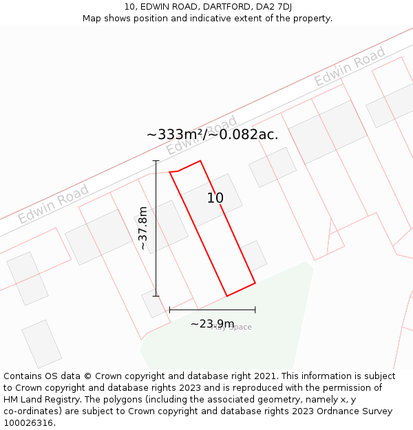 10, EDWIN ROAD, DARTFORD, DA2 7DJ: Plot and title map
