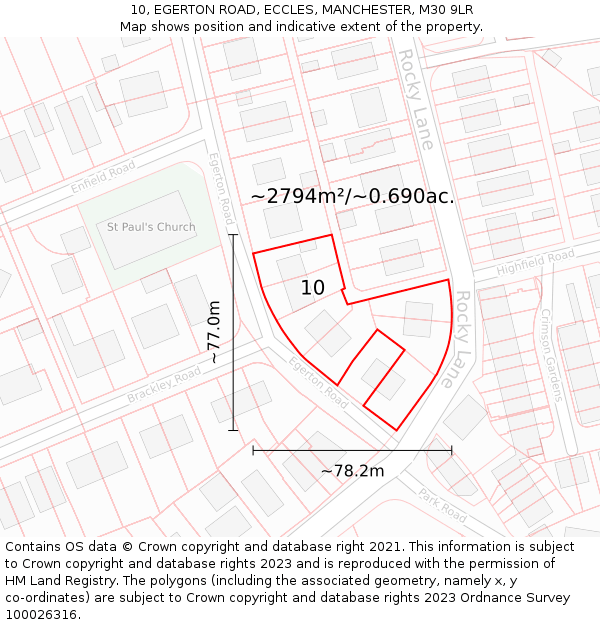 10, EGERTON ROAD, ECCLES, MANCHESTER, M30 9LR: Plot and title map