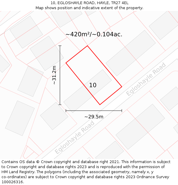 10, EGLOSHAYLE ROAD, HAYLE, TR27 4EL: Plot and title map
