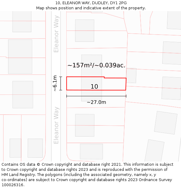 10, ELEANOR WAY, DUDLEY, DY1 2PG: Plot and title map