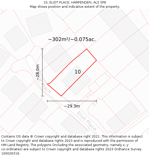 10, ELIOT PLACE, HARPENDEN, AL5 5PE: Plot and title map