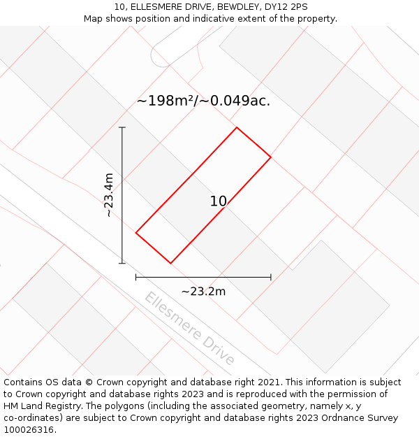 10, ELLESMERE DRIVE, BEWDLEY, DY12 2PS: Plot and title map