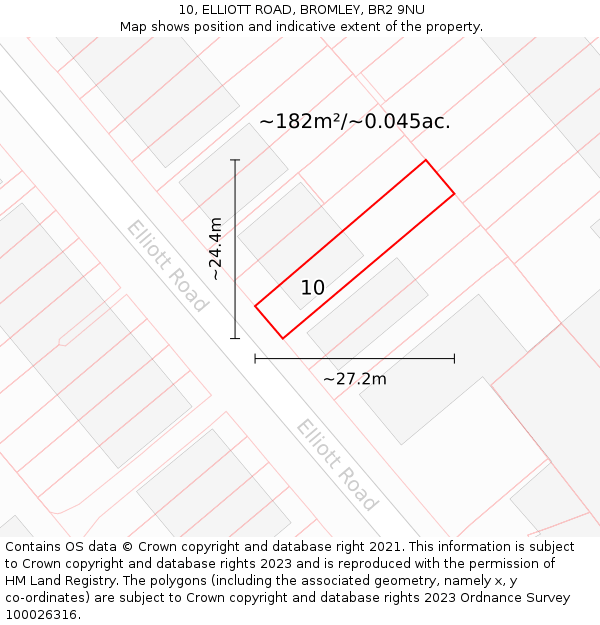 10, ELLIOTT ROAD, BROMLEY, BR2 9NU: Plot and title map