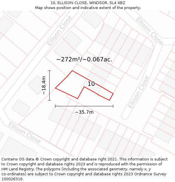 10, ELLISON CLOSE, WINDSOR, SL4 4BZ: Plot and title map