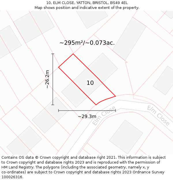10, ELM CLOSE, YATTON, BRISTOL, BS49 4EL: Plot and title map