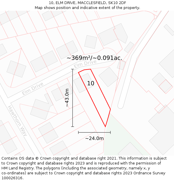 10, ELM DRIVE, MACCLESFIELD, SK10 2DF: Plot and title map