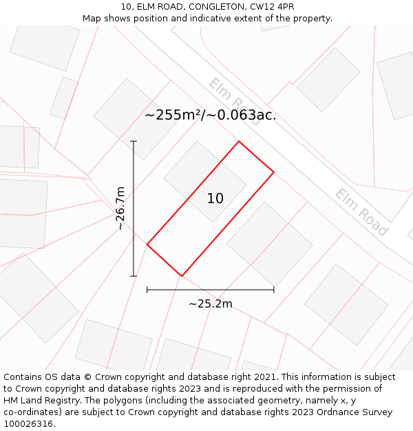 10, ELM ROAD, CONGLETON, CW12 4PR: Plot and title map