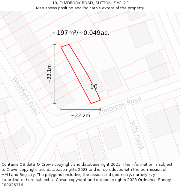 10, ELMBROOK ROAD, SUTTON, SM1 2JF: Plot and title map