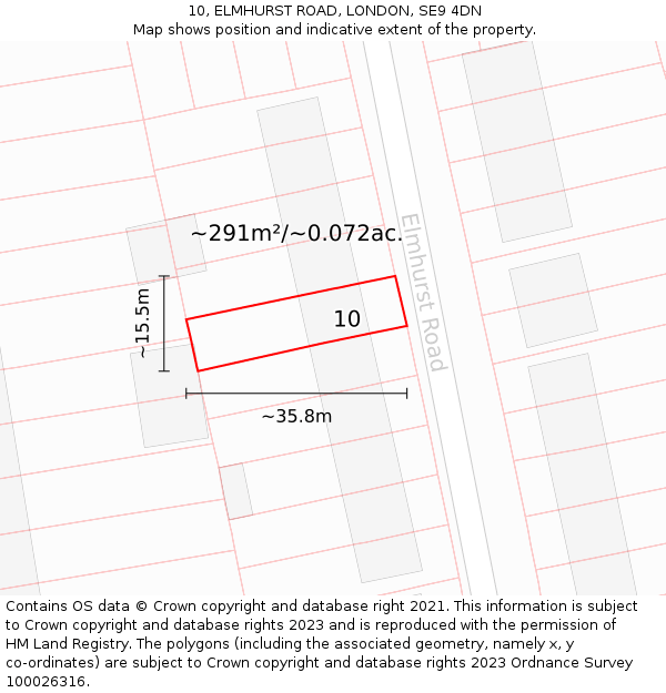 10, ELMHURST ROAD, LONDON, SE9 4DN: Plot and title map
