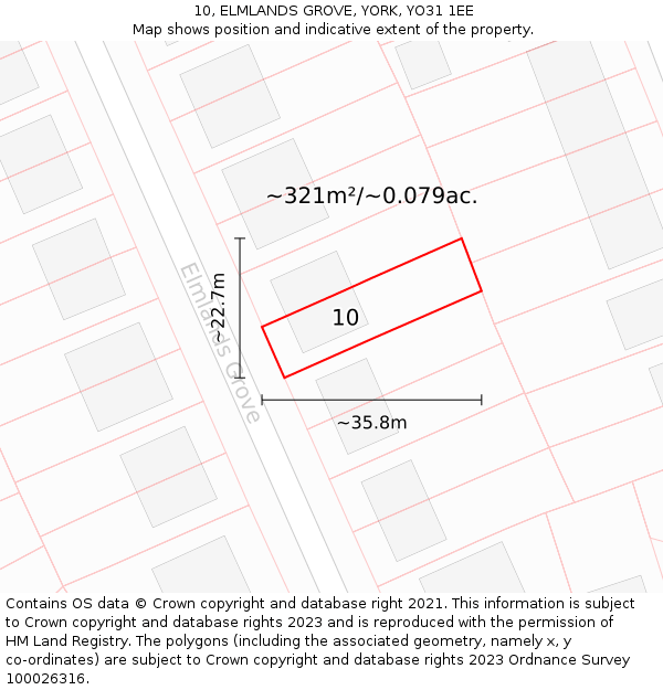 10, ELMLANDS GROVE, YORK, YO31 1EE: Plot and title map