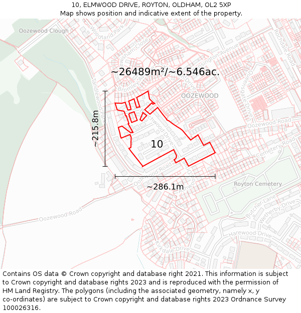 10, ELMWOOD DRIVE, ROYTON, OLDHAM, OL2 5XP: Plot and title map
