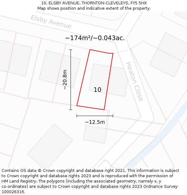 10, ELSBY AVENUE, THORNTON-CLEVELEYS, FY5 5HX: Plot and title map