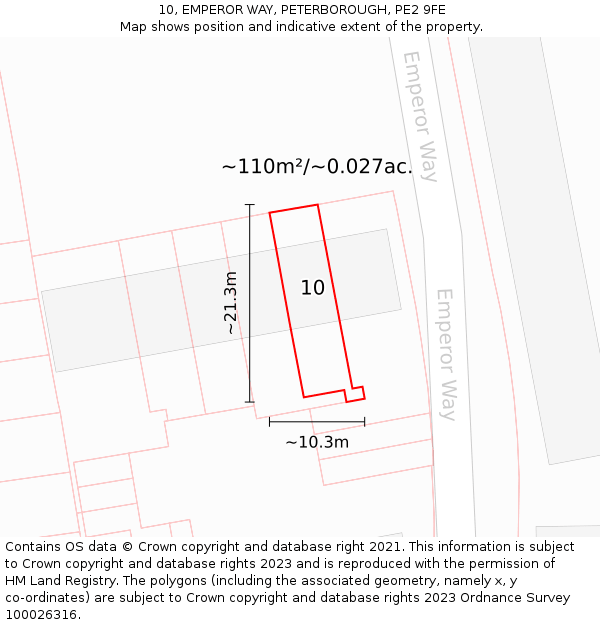 10, EMPEROR WAY, PETERBOROUGH, PE2 9FE: Plot and title map