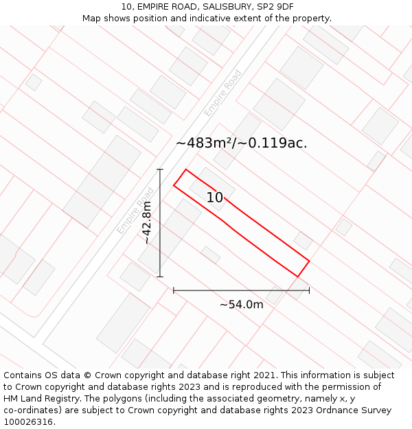 10, EMPIRE ROAD, SALISBURY, SP2 9DF: Plot and title map