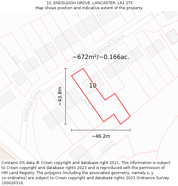 10, ENDSLEIGH GROVE, LANCASTER, LA1 2TX: Plot and title map