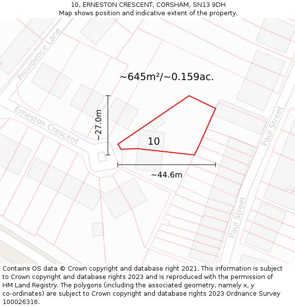 10, ERNESTON CRESCENT, CORSHAM, SN13 9DH: Plot and title map