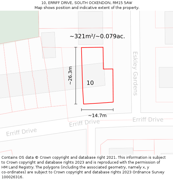 10, ERRIFF DRIVE, SOUTH OCKENDON, RM15 5AW: Plot and title map