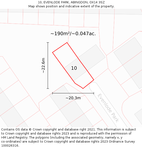 10, EVENLODE PARK, ABINGDON, OX14 3SZ: Plot and title map