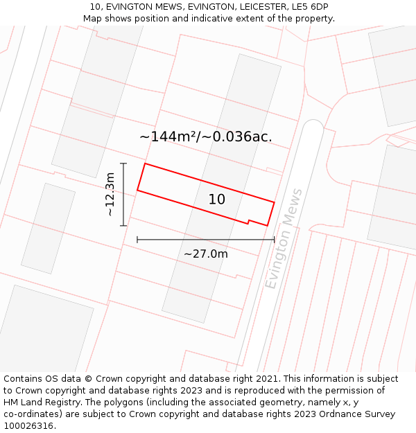 10, EVINGTON MEWS, EVINGTON, LEICESTER, LE5 6DP: Plot and title map