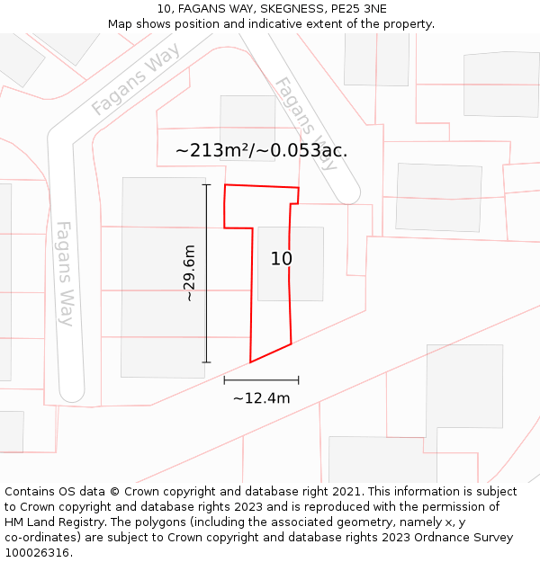 10, FAGANS WAY, SKEGNESS, PE25 3NE: Plot and title map