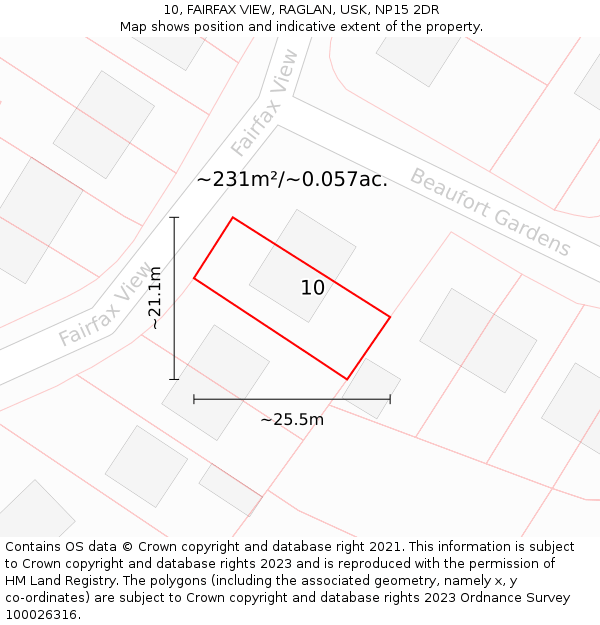 10, FAIRFAX VIEW, RAGLAN, USK, NP15 2DR: Plot and title map