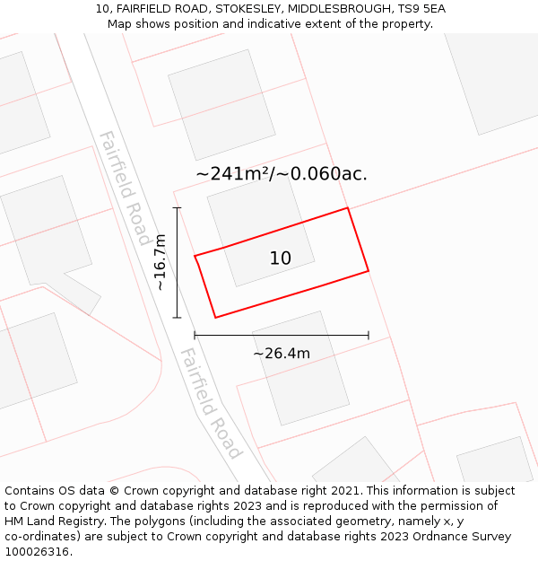 10, FAIRFIELD ROAD, STOKESLEY, MIDDLESBROUGH, TS9 5EA: Plot and title map