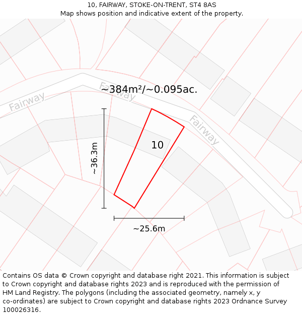 10, FAIRWAY, STOKE-ON-TRENT, ST4 8AS: Plot and title map
