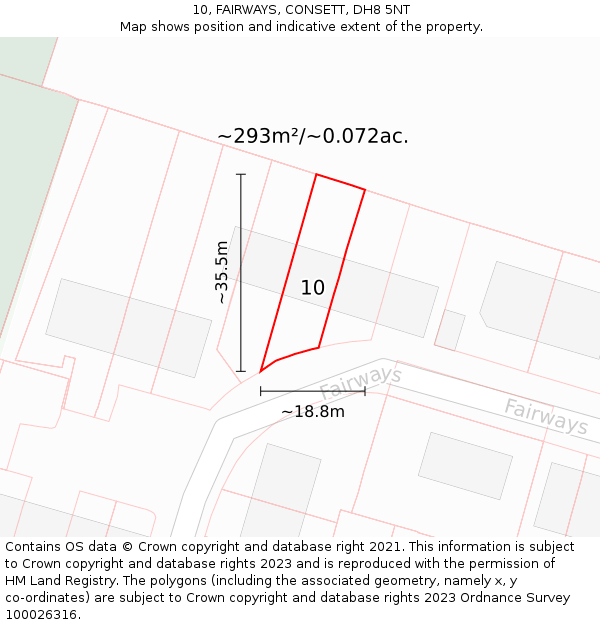 10, FAIRWAYS, CONSETT, DH8 5NT: Plot and title map
