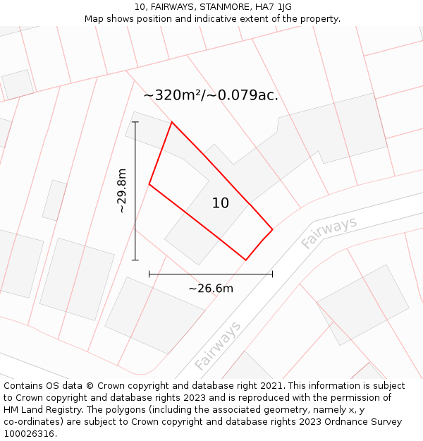 10, FAIRWAYS, STANMORE, HA7 1JG: Plot and title map