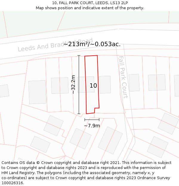 10, FALL PARK COURT, LEEDS, LS13 2LP: Plot and title map