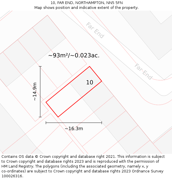 10, FAR END, NORTHAMPTON, NN5 5FN: Plot and title map