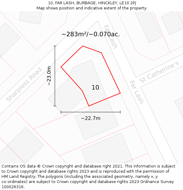 10, FAR LASH, BURBAGE, HINCKLEY, LE10 2PJ: Plot and title map