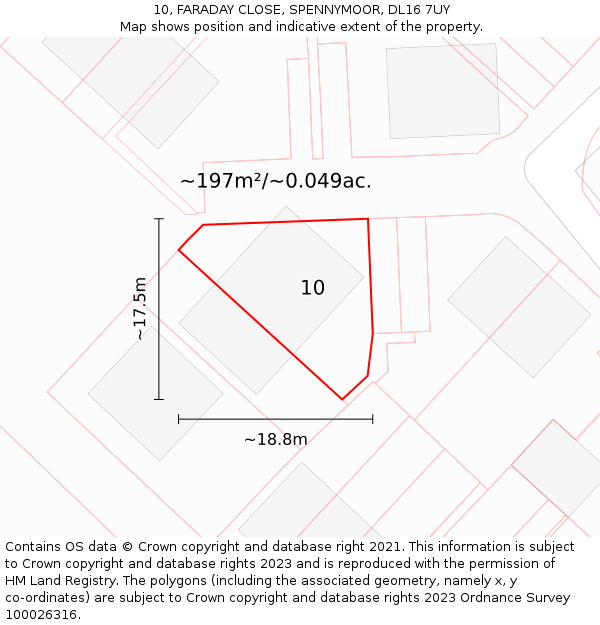 10, FARADAY CLOSE, SPENNYMOOR, DL16 7UY: Plot and title map